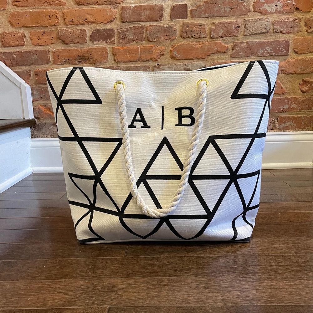 Geometric Print Canvas Tote
